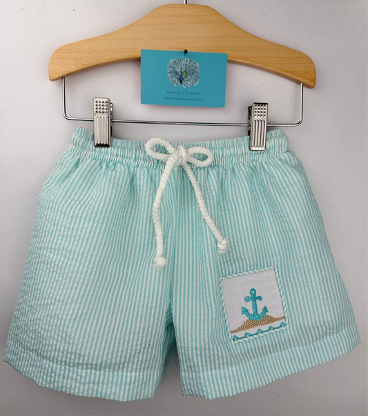 Boys hand smocked anchor ⚓️ swim shorts