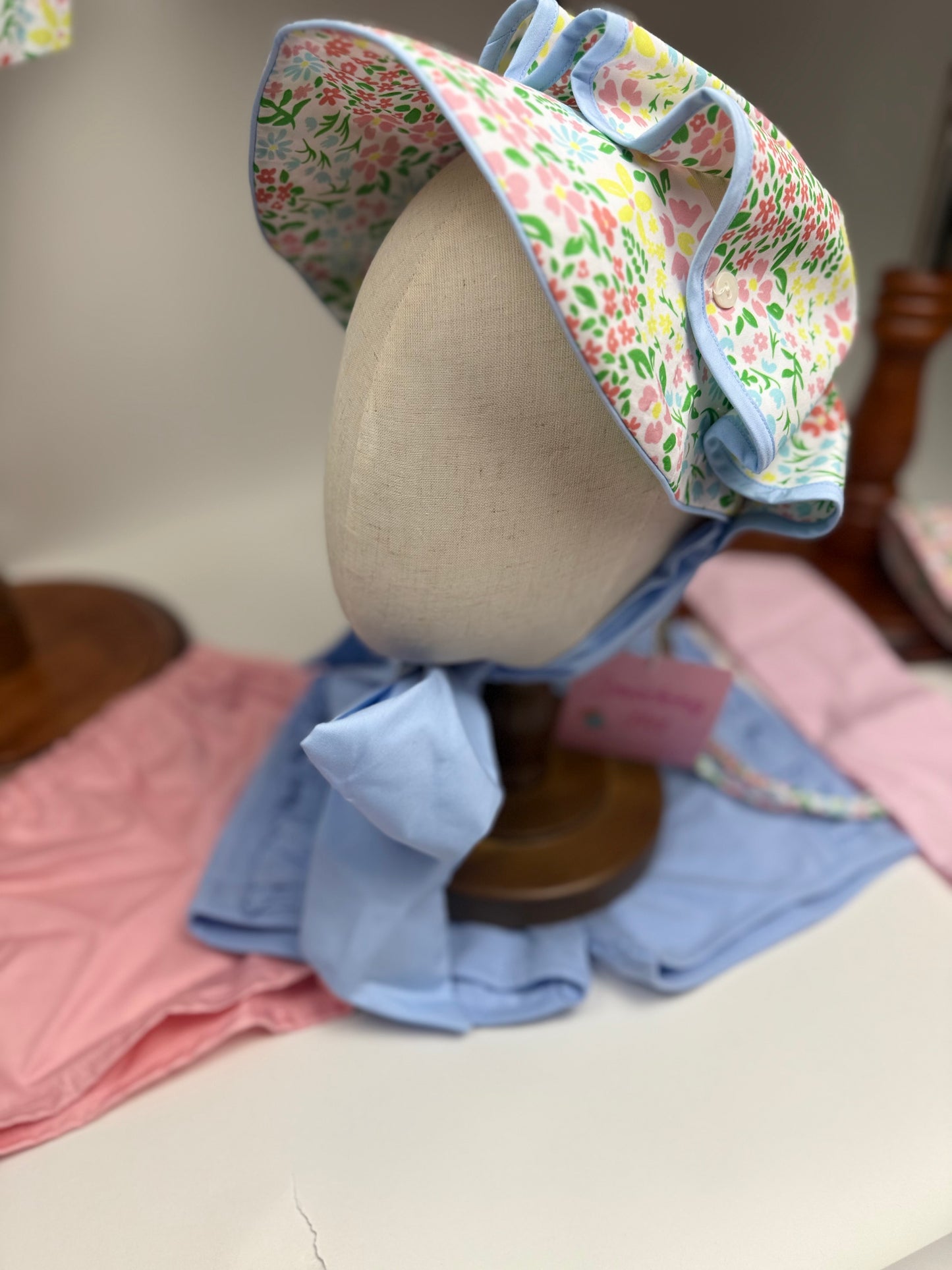 Pre-order 27 ETA June- Evelyn periwinkle girls bonnet