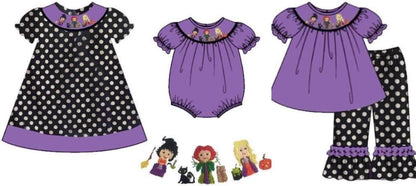 Smocked Halloween Sisters - Machine Smocked Dress