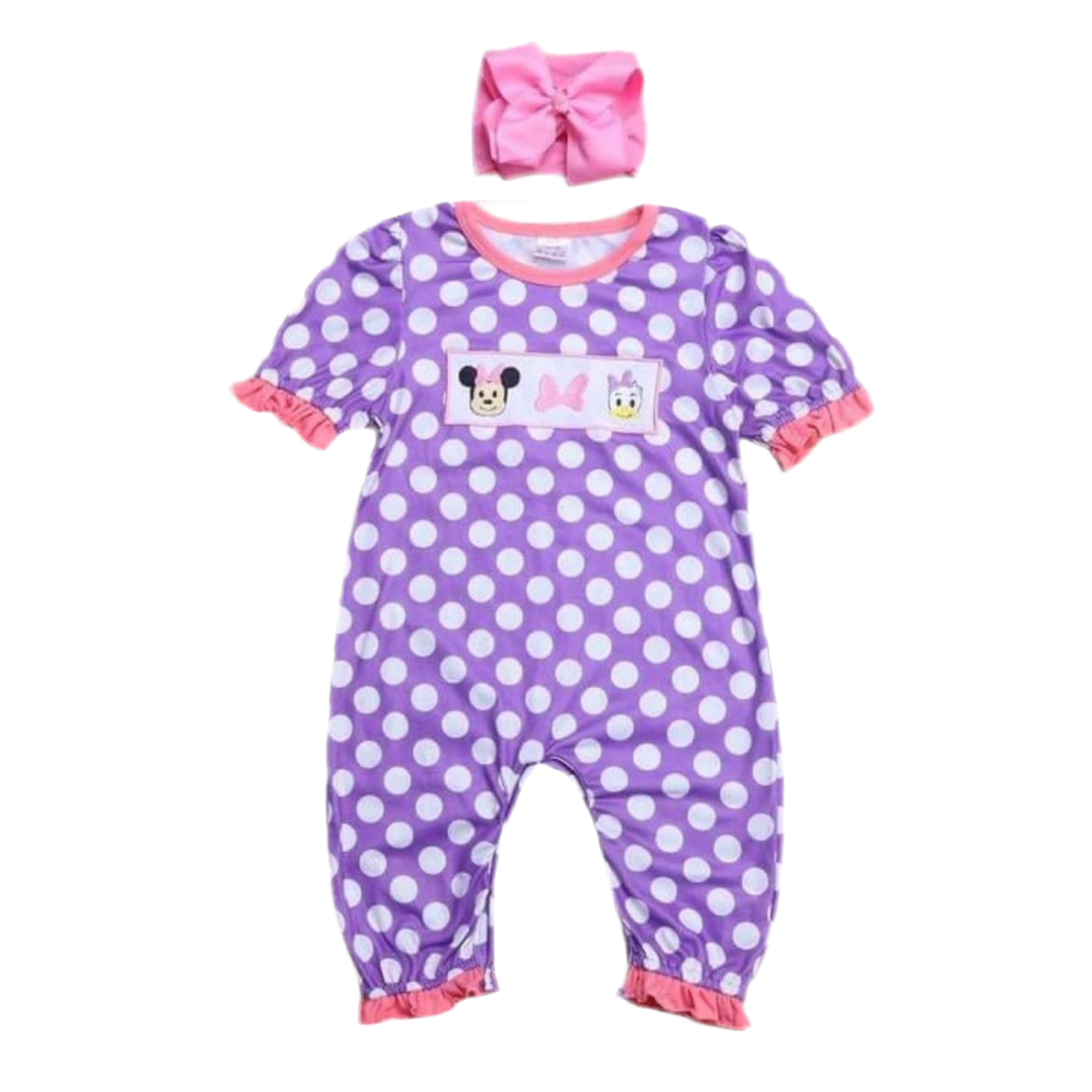 Magical Friends - Pink and Purple Polka Dot Girl Romper