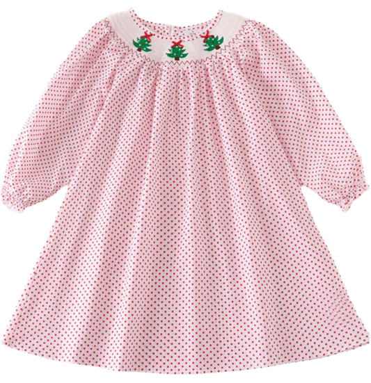 Smocked Christmas trees dress