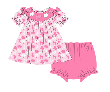 Frosted Animal Cookies Collection - Smocked (machine) Bloomer Set