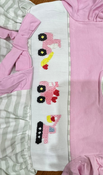 Construction Love - hand smocked - girl pants set