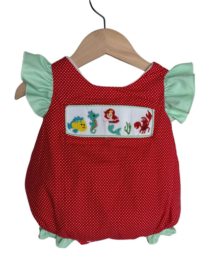 Little Mermaid - hand smocked girls bubble