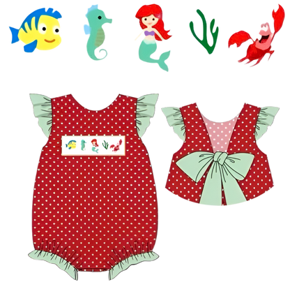 Little Mermaid - hand smocked girls bubble