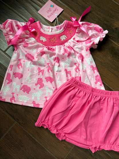 Frosted Animal Cookies Collection - Smocked (machine) Bloomer Set