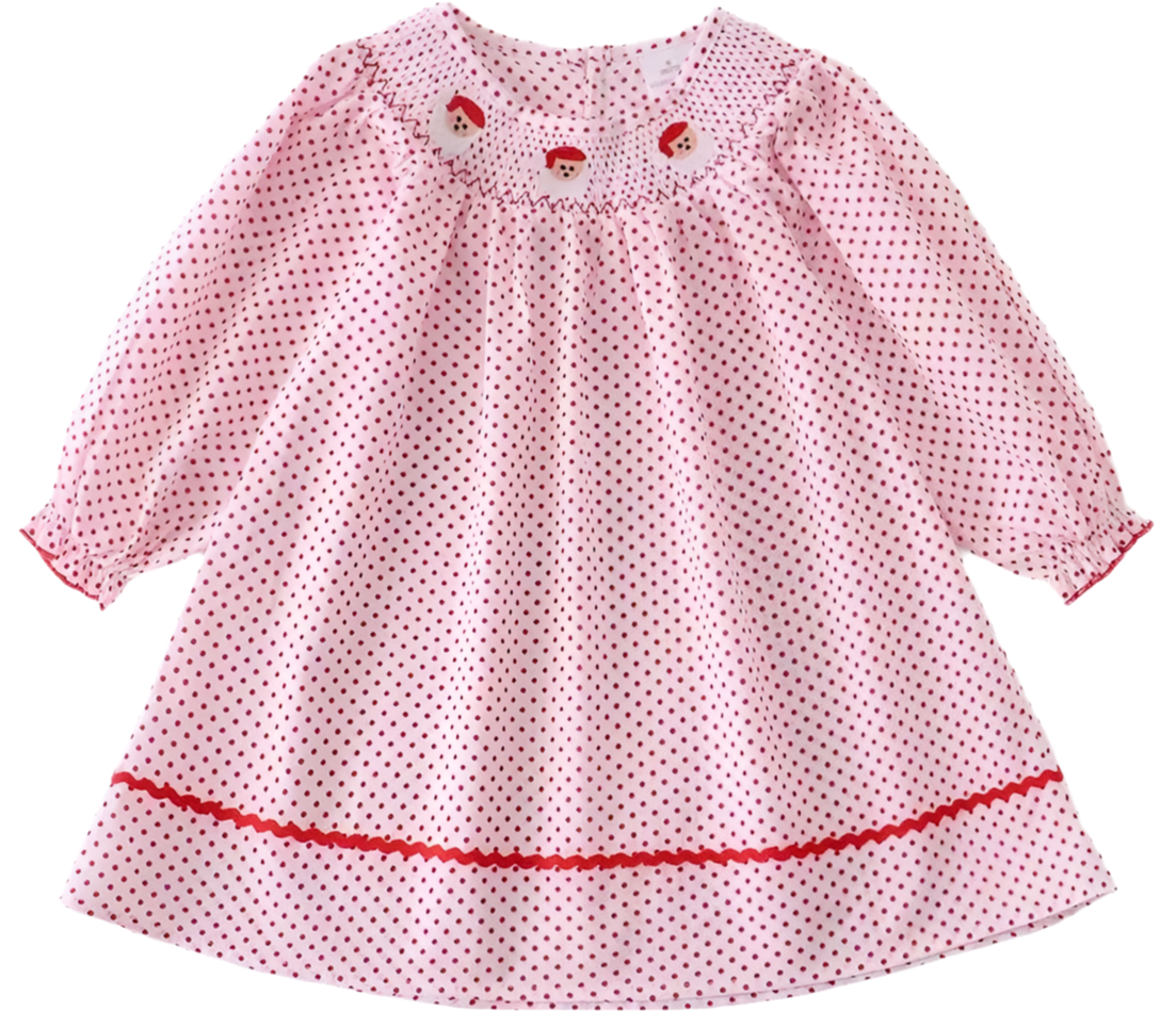 Smocked Santa Dress polka dot (final sale)