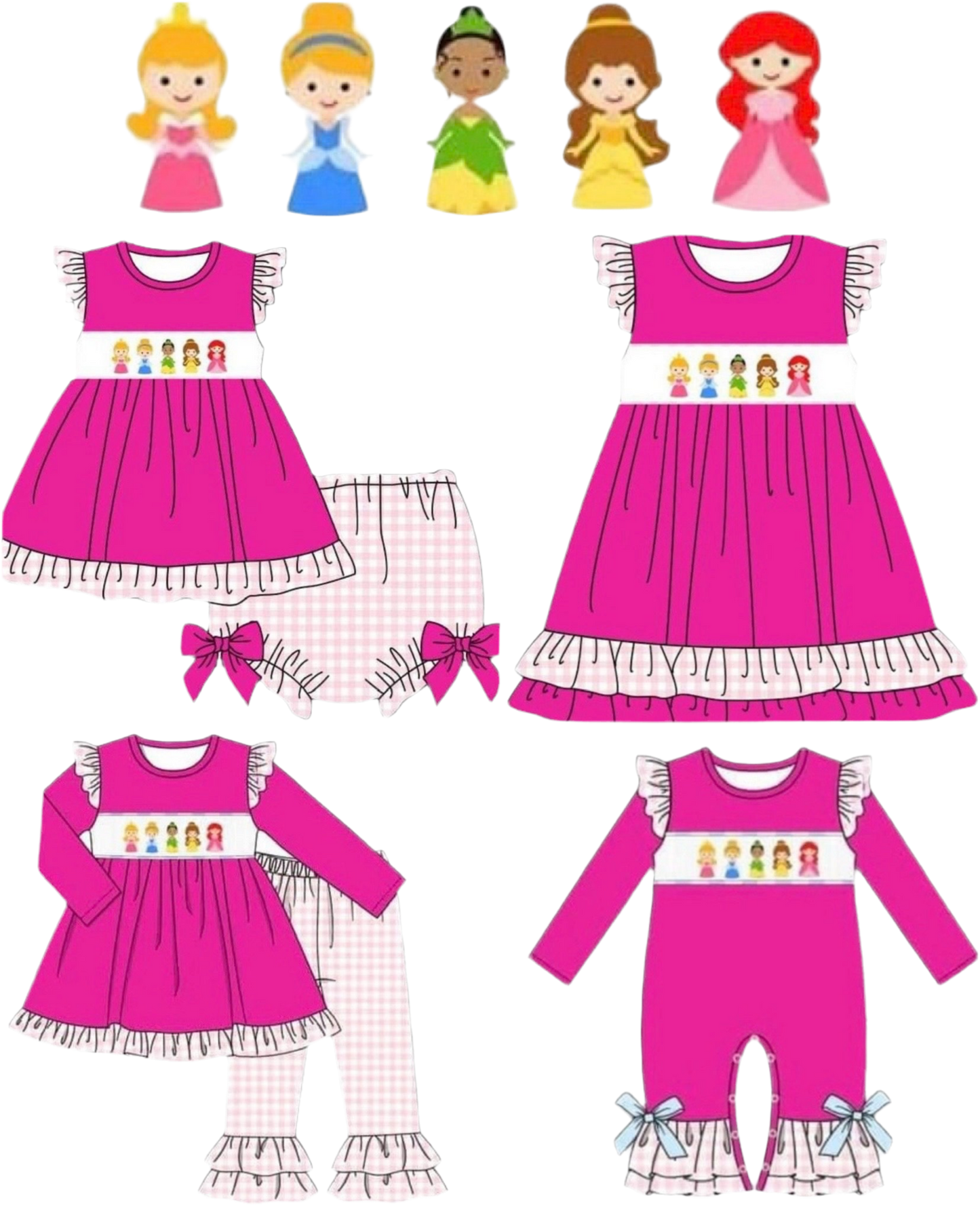 Princess Hot Pink Smocked Collection - Pants Set