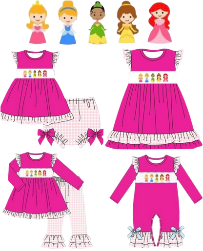 Princess Hot Pink Smocked Collection - Pants Set