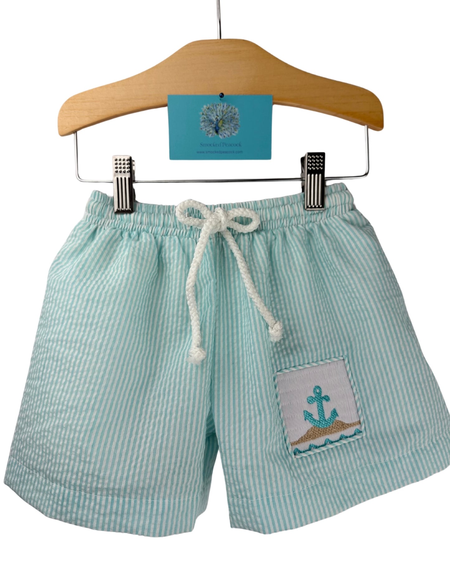 Boys hand smocked anchor ⚓️ swim shorts