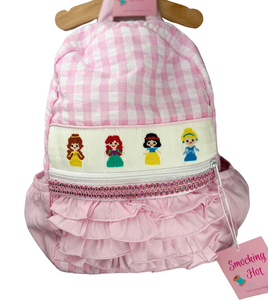 Princess hand smocked gingham backpack