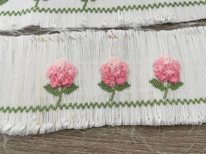 Pink hydrangeas dress hand smocked hand embroidery