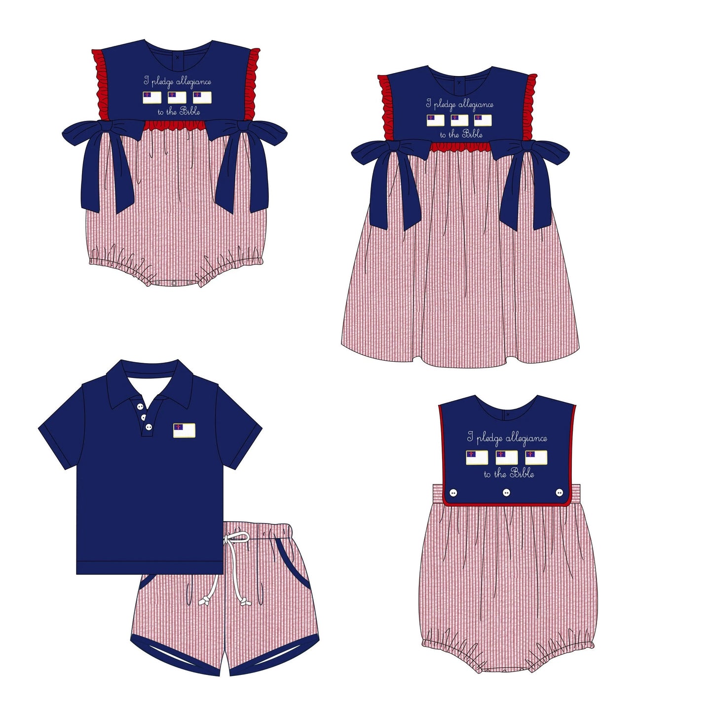 I pledge allegiance to the Bible - Gods Holy Word - Embroidered Collection - Boy Shorts Set and Polo