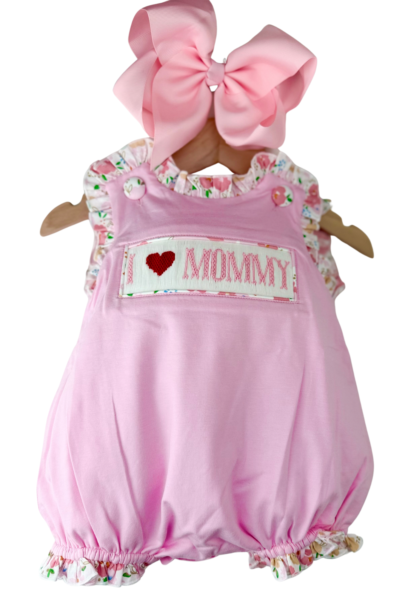 I ❤️ Mommy - hand smocked - girl bubble