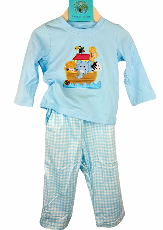 Noah’s Ark Boys Pants Set  - embroidery applique'