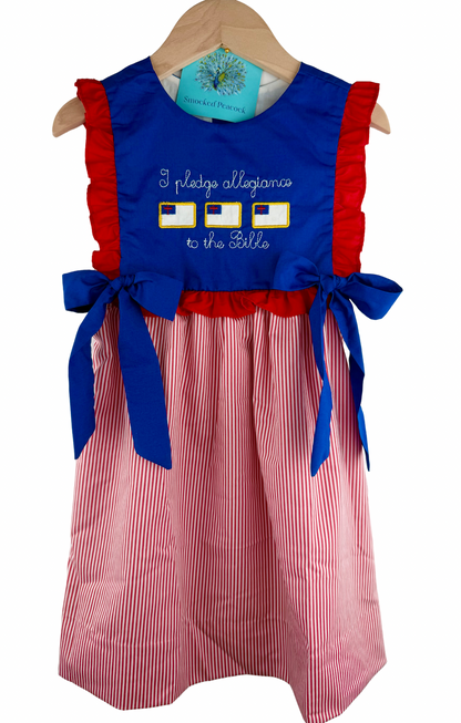 I pledge allegiance to the Bible - Gods Holy Word - Embroidered Collection - Girl Dress