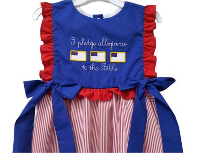 I pledge allegiance to the Bible - Gods Holy Word - Embroidered Collection - Girl Dress